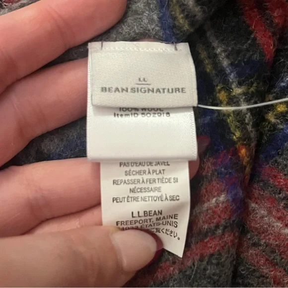 L.L. Bean Signature Plaid Scarf in Red, Gray, and Blue - Picture 3 of 5